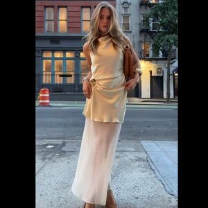 Reformation Logan Silk Dress in Blonde